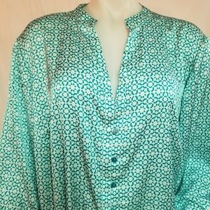 Jones New York Signature Woman Green White Top